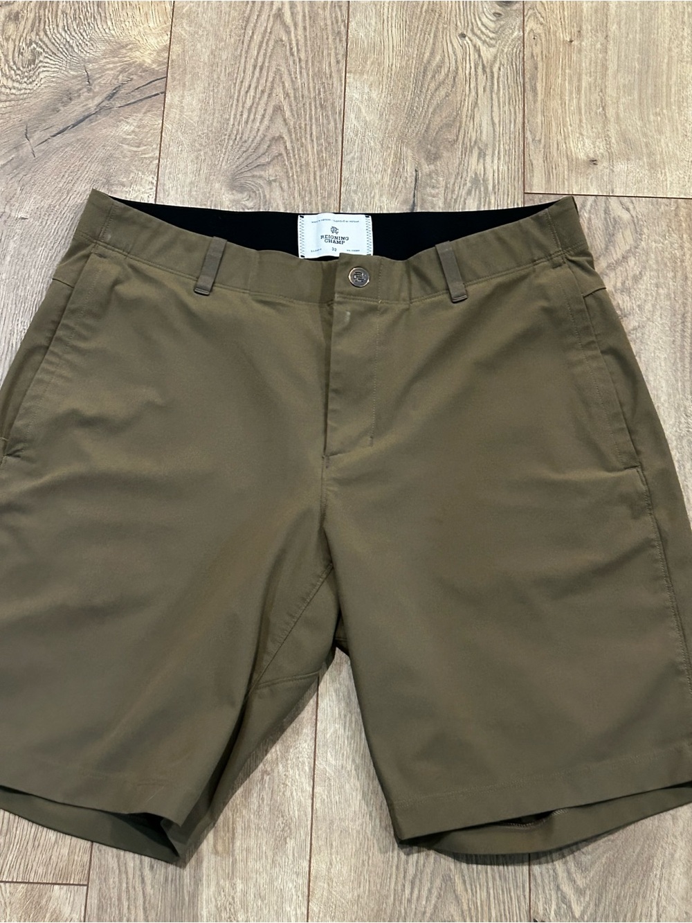 Reigning Champ Olive Green Flat Front Performance Shorts